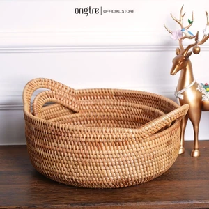 Khay mây guột ONGTRE đựng trái cây, bánh, trà, khay decor phòng khách, bàn ăn, khách sạn, homestay [Bán buôn/Sỉ]