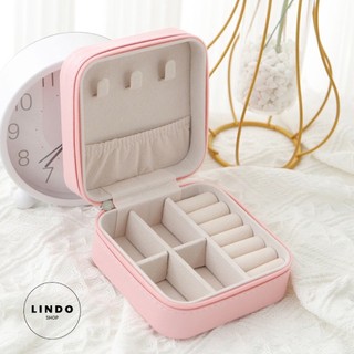 Hộp đựng trang sức sang trọng LINDO - Hộp Đựng Nữ Trang Bên Ngoài là PU, Bên trong Là Lót Nhung Mềm, Nhỏ Gọn, Tiện Lợi