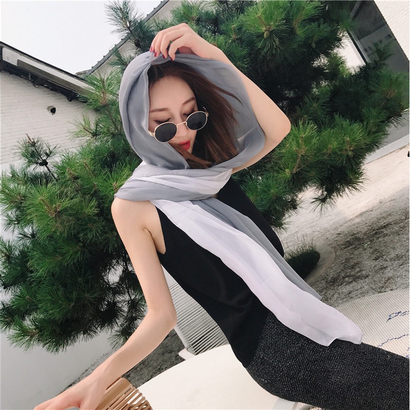 (MUA 1 KHĂN TẶNG 1 HỘP ĐỰNG KHĂN) Khăn Voan, khăn choàng mùa hè, khăn đi biển KL062