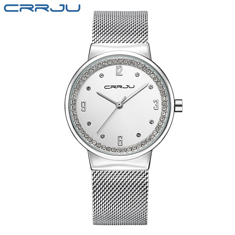 Ảnh Đồng Hồ Quartz CRRJU Chống Thấm Nước Chất Liệu Thép Không Gỉ 2122X 1