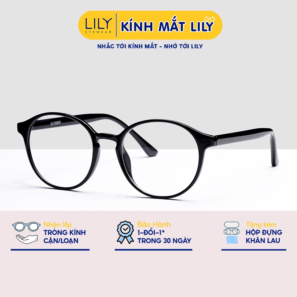 Gọng kính nam nữ LILYEYEWEAR mắt kính tròn nhựa cứng dễ đeo màu sắc thời trang C0014