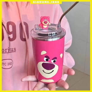 Bình Nước Giữ Nhiệt Hình Gấu Dâu Tây Bình Nước Hoạt Hình Dễ Thương 500ML( hot)