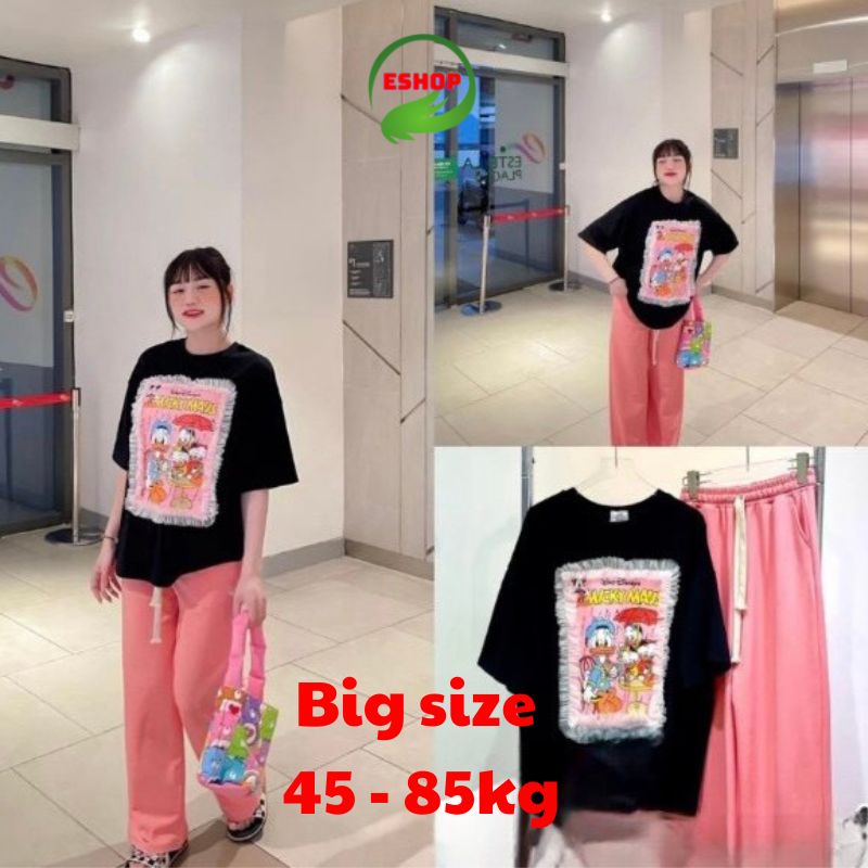 Đồ bộ nữ quần ống rộng suông bigsize ESHOP Đồ mặc nhà nữ cạp cao quần gân len tăm form rộng tay lửng co giãn đẹp DB69