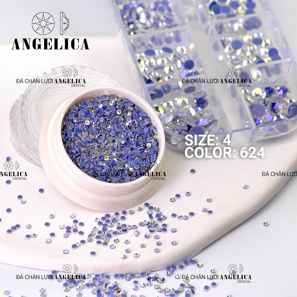 Hũ đá chân lưới nail size 4 nhỏ chân bằng đi viền móng siêu sáng trang trí móng nails ANGELICA H4-6