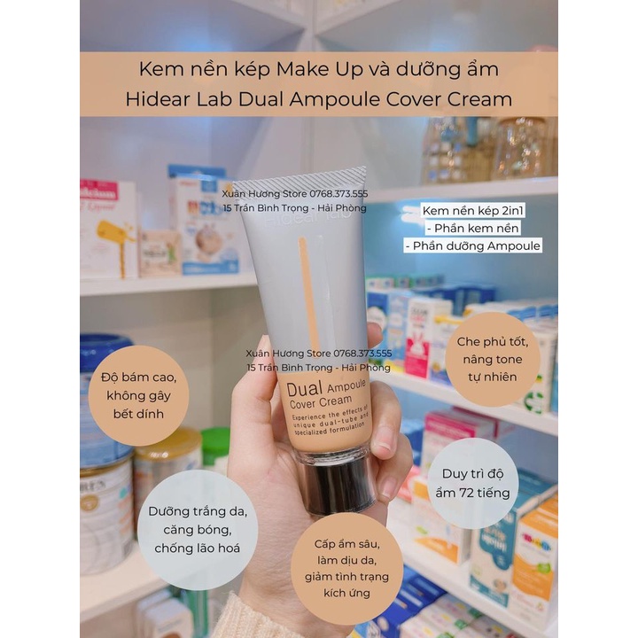 Kem nền kép Make Up và dưỡng ẩm Hidear Lab Dual Ampoule Cover Cream