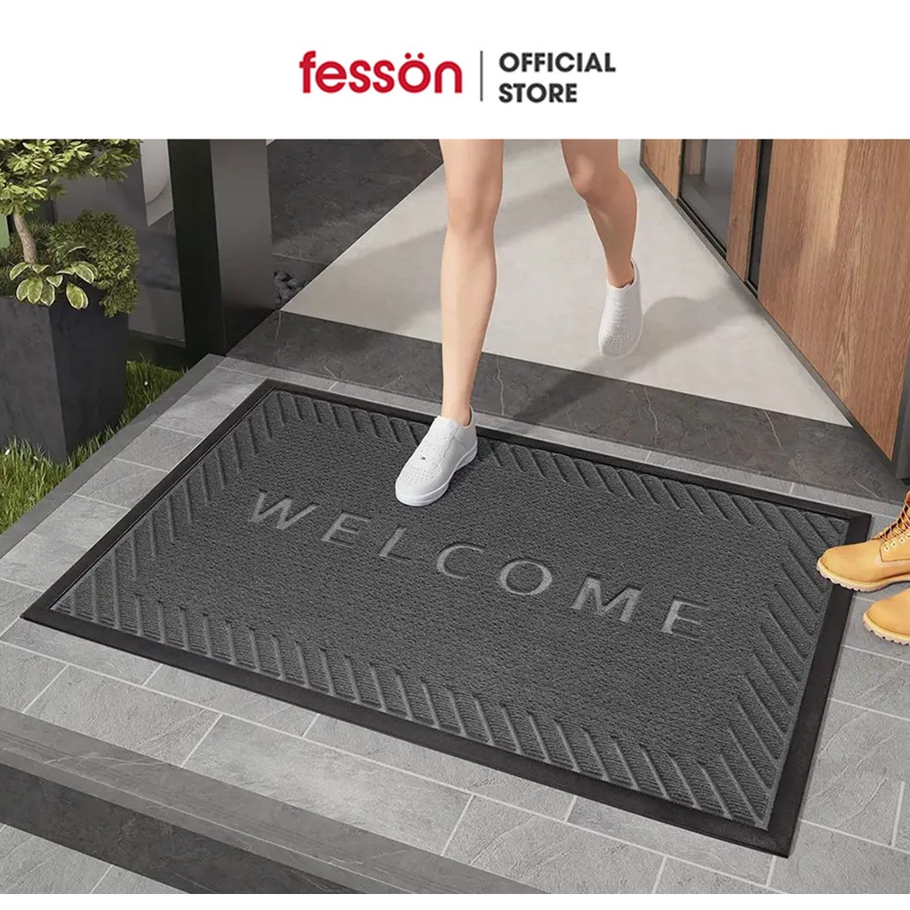 Thảm cửa ra vào chuẩn Châu Âu Fesson viền cao su siêu bền nhiều kích thước 45cm, 90cm, 120cm, 150cm