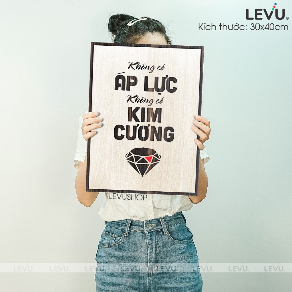 [Không có áp lực, không có kim cương] Tranh treo tường Gỗ trang trí phòng tạo động lực LEVU010