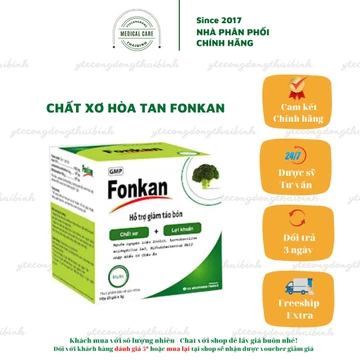 Chất xơ hòa tan thiên nhiên FONKAN bổ sung chất xơ tự nhiên, hỗ trợ nhuận tràng giảm táo bón tăng cường tiêu hóa Hộp 20g