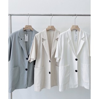 Áo khoác blazer ngắn tay chất linen thiết kế Ma Vie