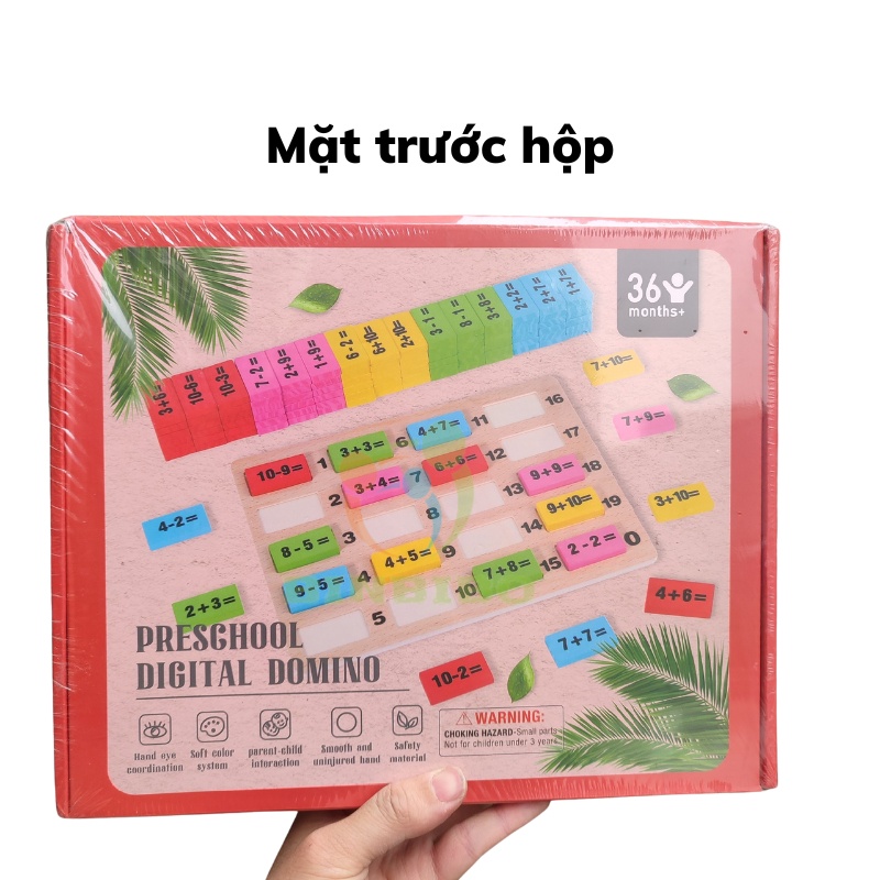 Đồ chơi Domino toán học 110 quân bằng gỗ ghép hình làm đồ chơi cho bé - Binbibo