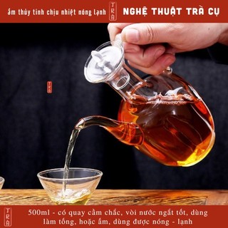 Ấm thủy tinh cao có nắp dung tích 500ml
