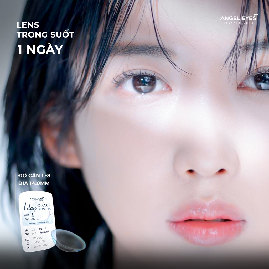 Ảnh Lens 1 ngày trong suốt Angel Eyes cho mắt nhạy cảm, kính áp tròng hàng ngày trong suốt có độ cận từ 1 đến 8 độ 4