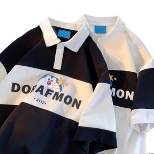 Áo polo form rộng tay lỡ unisex - doremon