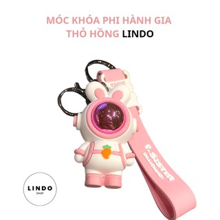 Móc Khóa Phi Hành Gia Thỏ Hồng LINDO, Quà Tặng Đáng Yêu, Móc Khóa Dễ Thương, Xinh Xắn, Treo Balo, Cặp