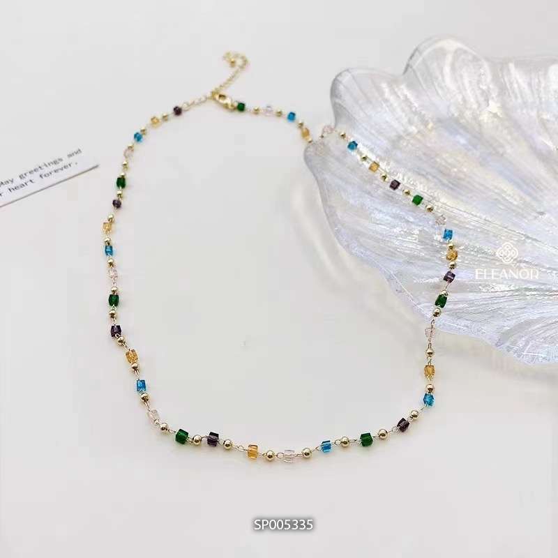 Dây chuyền nữ Eleanor Accessories dạng chuỗi hạt nhiều màu vòng cổ basic phụ kiện trang sức 5335