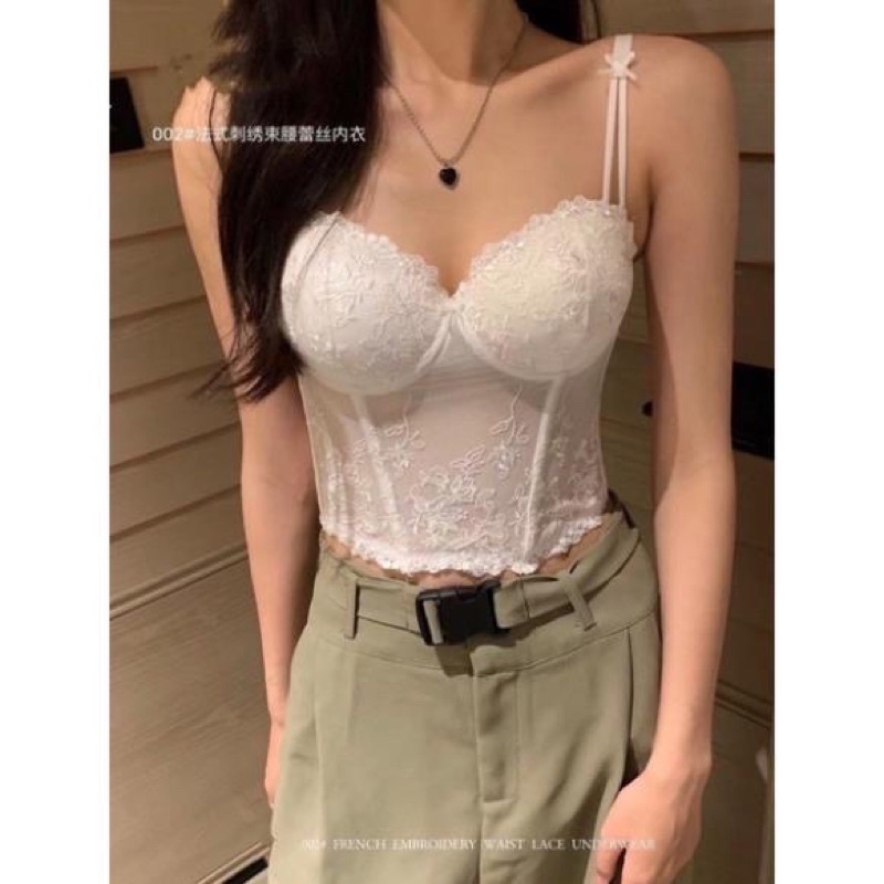 Áo Lót Nữ Ren Croset Bản To Cúp Nâng Ngực-chống cuộn 1029