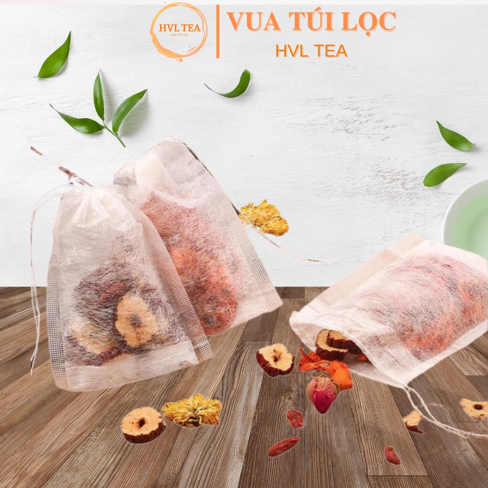 Túi lọc trà sợi ngô siêu thấm nước có dây rút, sợi ngô PLA tự phân hủy 100  túi/sp - HVL TEA