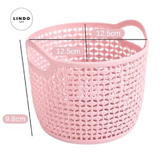 Giỏ đựng Mini LINDO - Giỏ Bằng Nhựa Kiểu Dệt Rỗng, Nhỏ Gọn Để Bàn, Dùng Trong Nhà, Đựng Trang Sức, Mỹ Phẩm, Phụ kiện