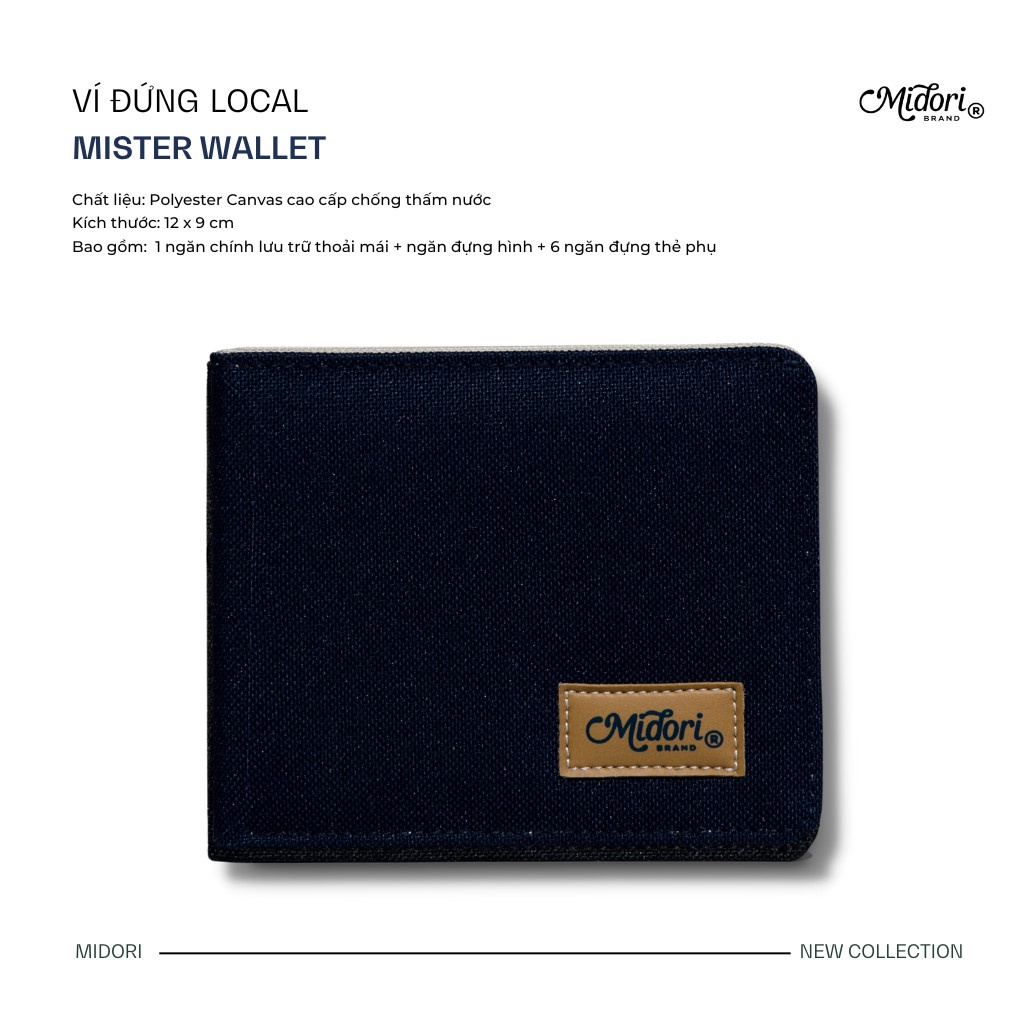 Ví Vải Đứng Mister Wallet Nam Nữ Polyester Siêu Bền Đẹp Chống Nước Unisex local brand