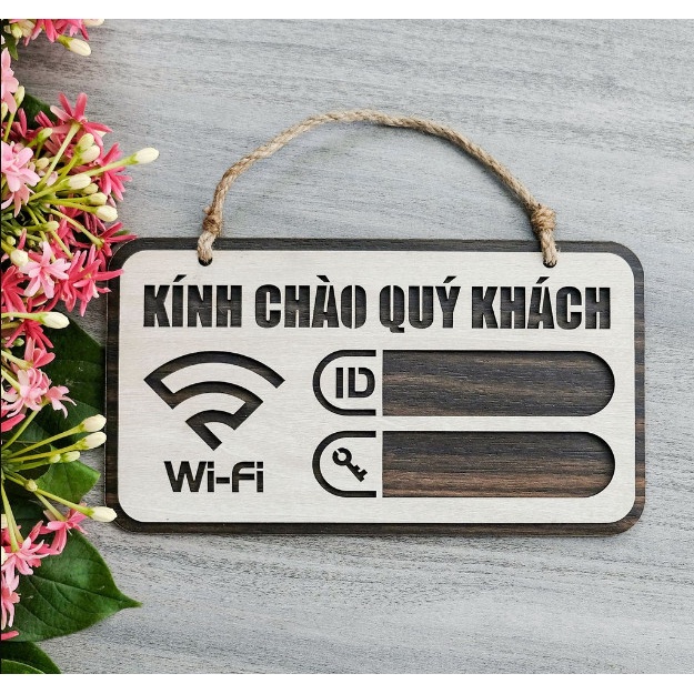Bảng password wifi treo tường bằng gỗ cho nhà nghỉ, khách sạn, homestay, quán cafe, trà sữa