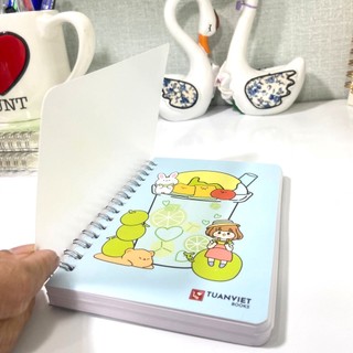 Sổ lò xo kẻ ngang 200 trang A6 TUANVIET BOOKS Bìa Nhựa Hoạt Hình Dễ Thương