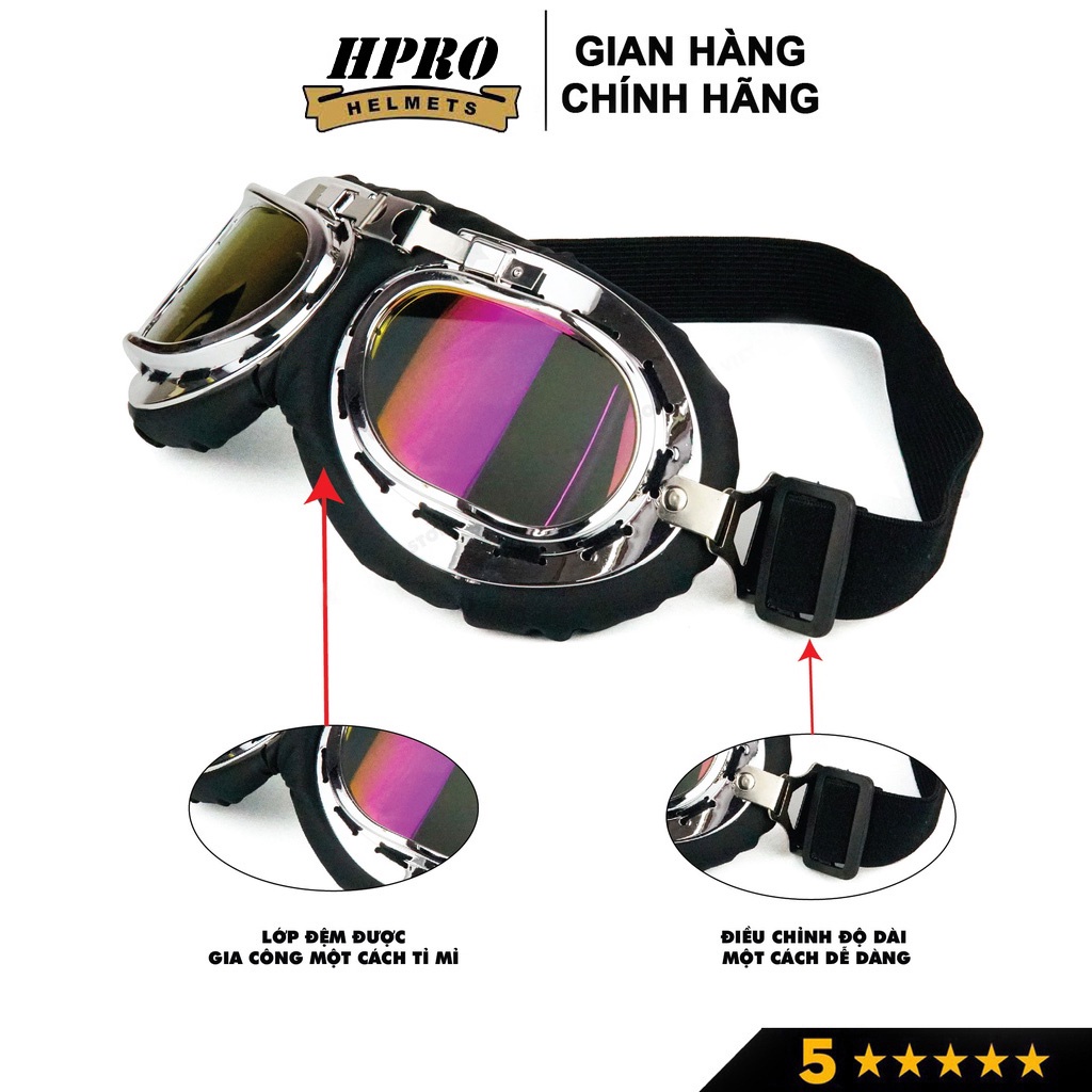 Ảnh Phụ kiện Kính Phi Công kính UV Hpro Helmet gắn mũ bảo hiểm 1/2 và 3/4 đi phượt trang trí mũ chắn gió bảo vệ mắt 3