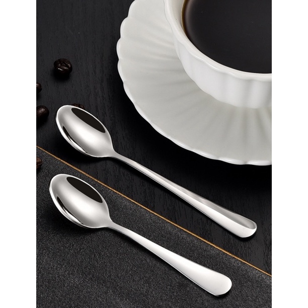 Muỗng cà phê đen nóng cà phê sữa nóng inox 304 loại nhỏ 11.5cm (5 cái)