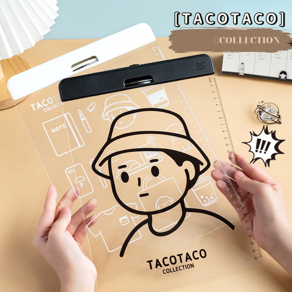 Bìa Trình Ký/ Chép Bài A4 TACOTACO Kẹp Giấy Mica Trong Suốt Có Thước Đo ...