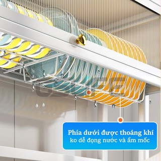 Gslife Kệ Để Chén Đĩa Có Nắp Đậy Thông Minh Trắng Trên Bồn Rửa Bát Thép Carbon Sơn Đen Cao Cấp