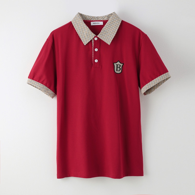Áo Thun Nam HappyFamily - Mẫu Áo Polo In Logo B Chất Cotton 100 Cao Cấp Màu Đỏ