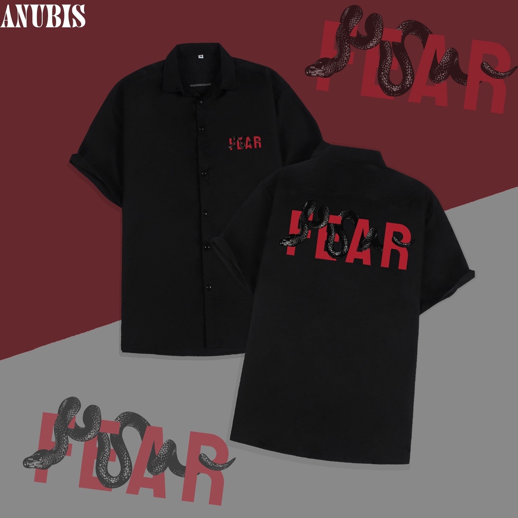 Áo Sơ Mi Họa Tiết Rắn Fear - Vải Lụa chéo Cao Cấp unisex Nam nữ