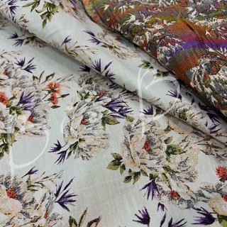 Vải Cotton Giả Gấm Dệt 2 Lớp Hoa Mềm Rũ Khổ 1m35