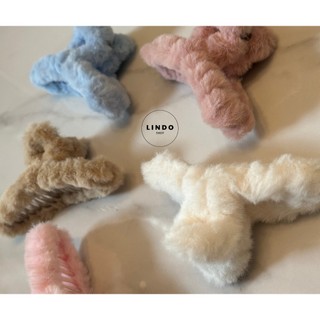 Kẹp tóc càng cua Phủ lông dễ thương, xinh xắn LINDO, kẹp tóc thời trang phong cách Hàn Quốc tiện dụng