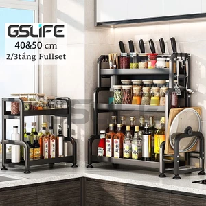 Gslife Kệ Đựng Gia Vị Nhà Bếp Đặt Bàn Sơn Tĩnh Điện Chống Rỉ Nhập Khẩu Cao Cấp,Tặng Kèm Khay Để Thớt