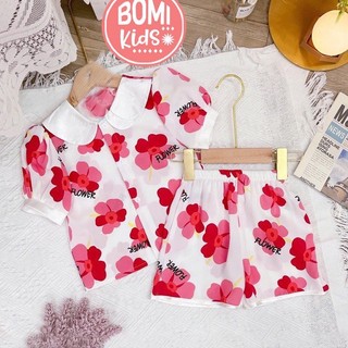 [ 10KG - 31KG ] Đồ Bộ Bé Gái Mặc Nhà Pijama Lụa Cao Cấp Tay Ngắn - Chất Liệu Lụa-BM10