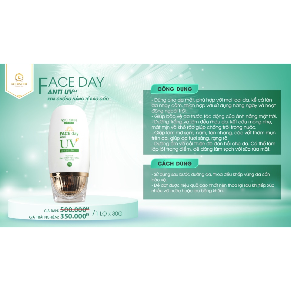 Ảnh Kem chống nắng tế bào gốc Face Day Anti UV++ Kohinoor 30g 2