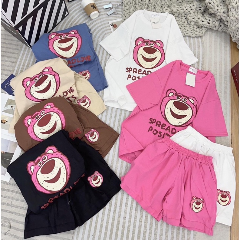 [ Rẻ vô địch ] Set bộ đùi chất cotton su form rộng - mặt gấu dâu ...