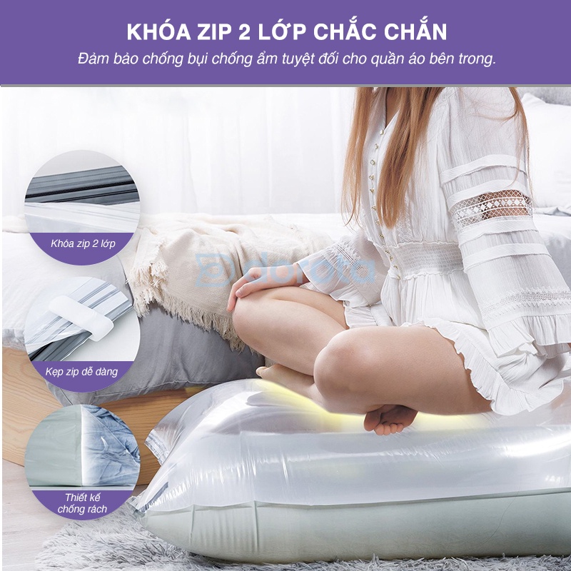 Ảnh Túi hút chân không đựng quần áo DOROTA không cần dùng bơm tái sử dụng chống nước chống mốc 56x80cm FL568 2