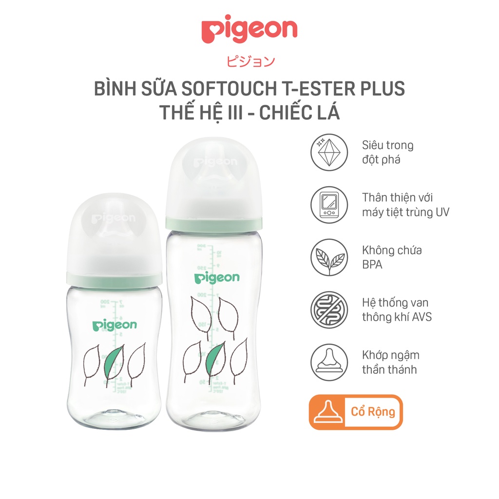 Bình Sữa Softouch T-Ester Plus Thế Hệ III - Chiếc lá 200ml/300ml