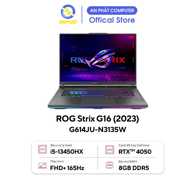 [Mã ELCL12 giảm 12% đơn 10TR] Laptop Asus ROG Strix G16 G614JU-N3135W (Intel® Core™ i5-13450HX | RTX 4050 6GB)