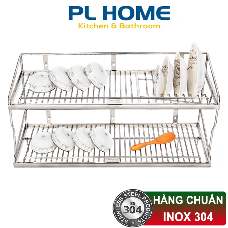 Kệ chén đa năng inox 304 2 tầng treo tường - bản inox dày cứng có nhiều ...