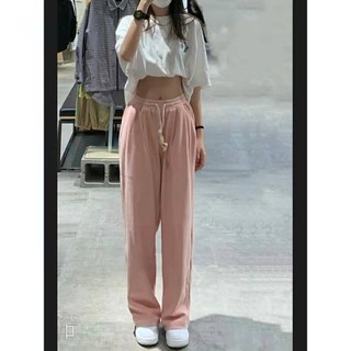 ZHELIHANGFEI Quần ống rộng lưng thun màu hồng size s-4xl thời trang cho nữ