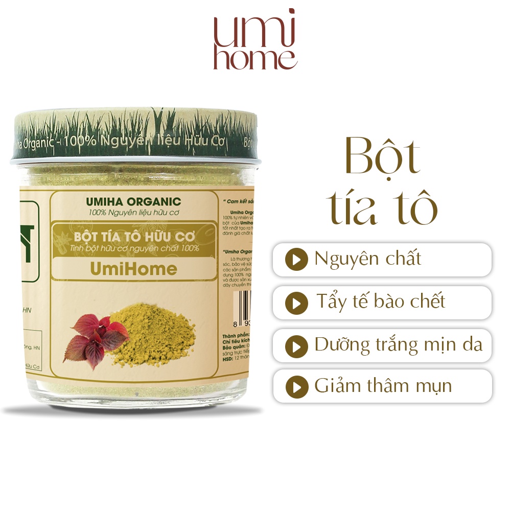Ảnh Bột Lá Tía Tô nguyên chất UMIHOME 135g - Đắp mặt nạ dưỡng trắng da, sạch mụn ẩn, làm hồng da hiệu quả 1