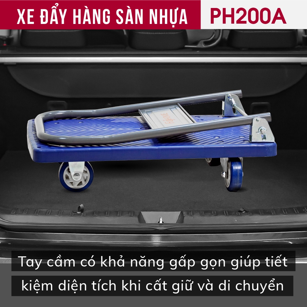 Xe đẩy hàng 4 bánh gấp gọn chống trượt PH200A Fujihome nhập khẩu - hàng chính hãng