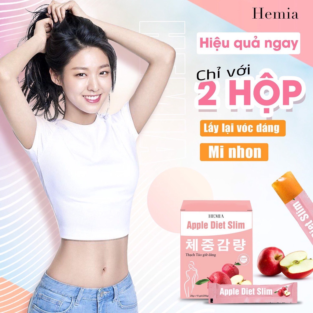 Ảnh Combo thạch táo giảm cân Hemia 1 hộp 10 cái và bột gao lứt như ý 900g tác dụng giảm cân an toàn tại nhà 2