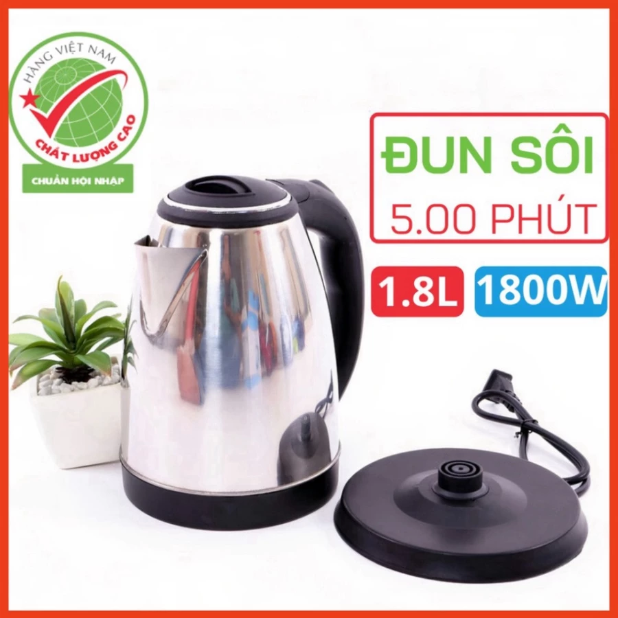 Ấm Siêu Tốc Inox 1 8 Lít Đun Sôi Cực Nhanh Bình siêu tốc inox tốt cho sức khỏe người sử dụng ST2 New