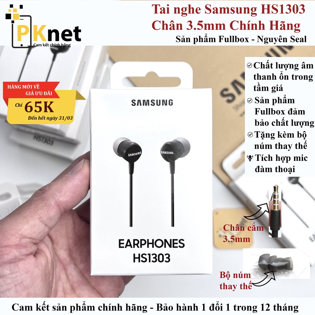 Tai nghe Samsung 3.5mm Earphones HS1303 Chính Hãng, Fullbox Nguyên