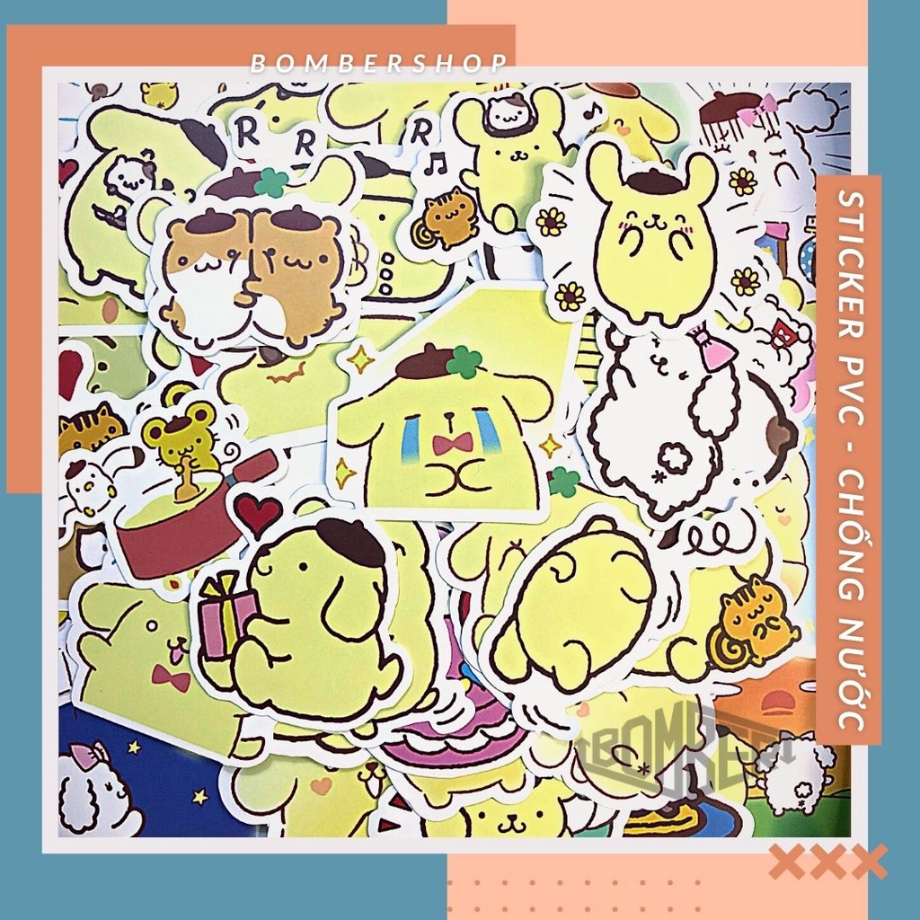 [Chống thấm + Ảnh thật] Set 20/40/60 sticker PVC Chó Vàng Pompompurin ...