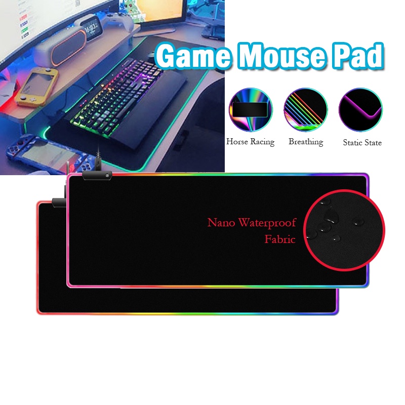 Miếng Lót Bàn Phím| Lót chuột cỡ lớn 80x30cm| Lót chuột LED RGB gaming, pad chuột LED RGB dày 4mm chống trượt siêu bền.