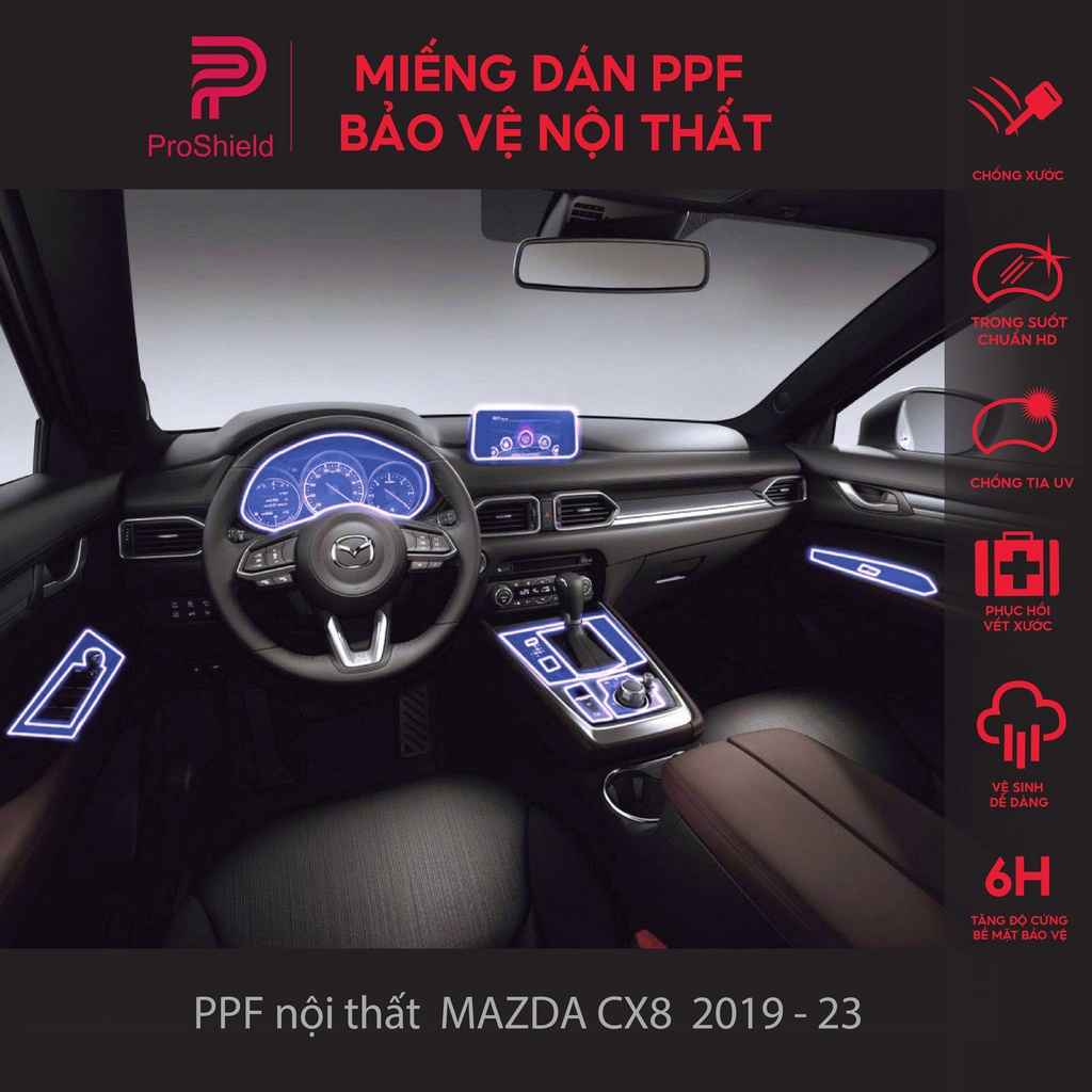 Mazda Cx8 2018-2026 Film PPF Cao Cấp dán chống xước nội thất. Trong ...